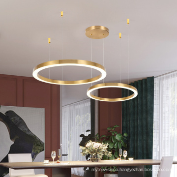 Modern luxury hall light gold ring led chandelier pendant light for hotel lobby project